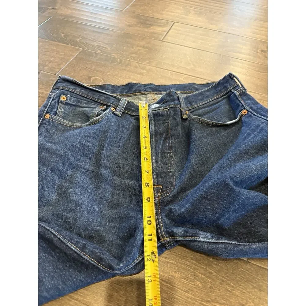 Levis 501 Mens Blue Denim Button Fly Classic Straight Jeans Size 33x30